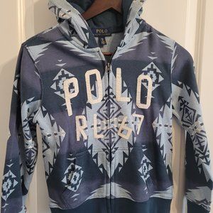 Polo Ralph Lauren Southwestern Full Zipped Up Hoodie Aztec Blue Youth 8